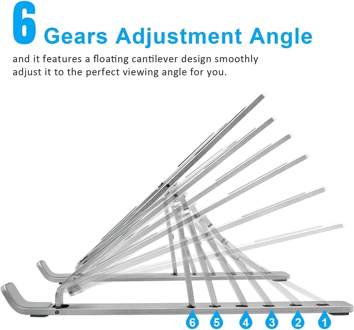 Laptop Stand for Desk, Aluminum Portable Computer Stand Holder, Ergonomic Aluminum Laptop Mount Stand Compatible with Macbook, Dell, Lenovo More 10-15.6'' Laptops (Silver)