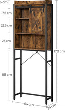 Load image into Gallery viewer, Over-The-Toilet Storage, Bathroom Oragniser Rack, for Washing Machine, with Small Cabinet, Steel Frame, Easy Assembly, Industrial, 64 X 24 X 171 Cm, Rustic Brown and Black
