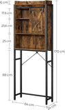 Over-The-Toilet Storage, Bathroom Oragniser Rack, for Washing Machine, with Small Cabinet, Steel Frame, Easy Assembly, Industrial, 64 X 24 X 171 Cm, Rustic Brown and Black