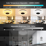 Blue_Bone LED Ceiling Light 32W Ø 40Cm Smart with Bluetooth Speaker RGBW Color Changing App or Remote Control Flush Mount Lamp for Kitchen Living Children'S Bedroom(1920Lm RGB 3000K-6500K)
