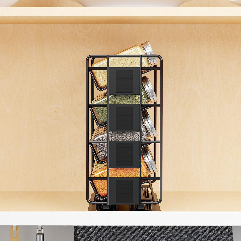 Pull Out Spice Rack Organizer with 20 Jars,Kitchen Organizers Storage for Cabinet, Slide Out Seasoning Kitchen Organizer, 13.5Cm Wide Spice Jars Shelf, 801 Labels and Chalk Marker(Right Facing)