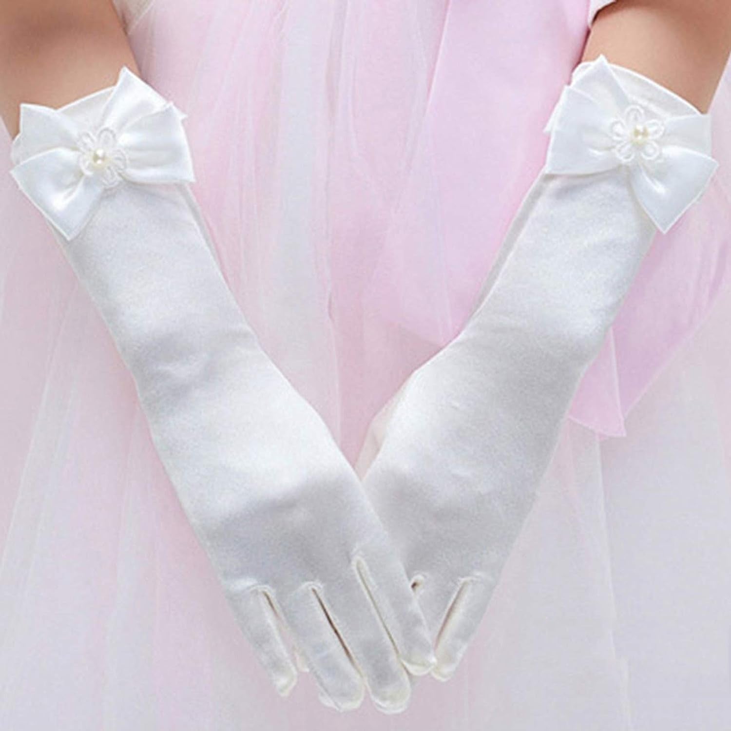 Girls Princess Dress up Bows Kids Size Formal Gloves