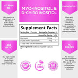 Myo-Inositol & D-Chiro Inositol Blend - Premium 40:1 Ratio - Ovarian Support for Women - Natural Supplement, Vitamin B8, Vegan, and USA Bottled - 120 Capsules