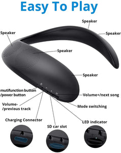 Portable Bluetooth Speaker,  HS Wireless Wearable Bluetooth Speaker, Support Tf/Micro SD Card, True 360 Stereo Sound, Deep Bass, Perfect Portable Wireless Speaker for Outdoor Activities