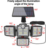 Solar Lights Outdoor, Motion Sensor Security Lights, Separate Solar Panel, 4 Adjustable Head, 198 LED 300° Wide Angle, Waterproof Wall Lights for Porch Yard Garage Pathway