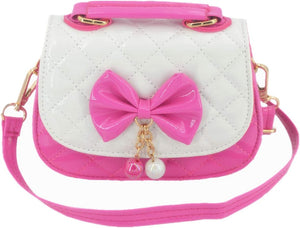 Little Girls Crossbody Purses for Kids - Toddler Mini Cute Princess Handbags Shoulder Bag (Bowknot Rose Pink&White)