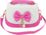 Little Girls Crossbody Purses for Kids - Toddler Mini Cute Princess Handbags Shoulder Bag (Bowknot Rose Pink&White)