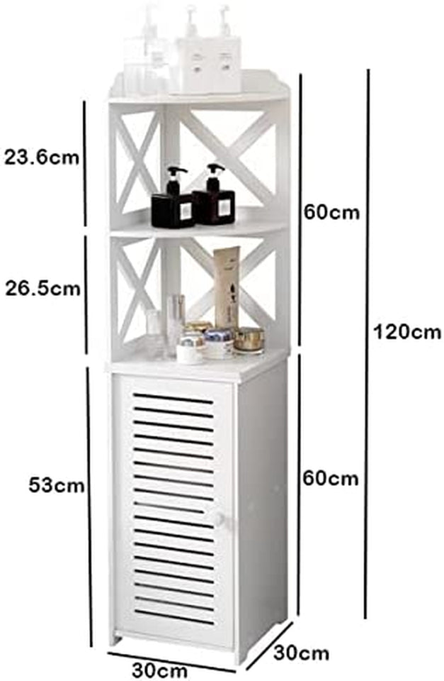 Bathroom Storage Utility Display Cabinet Stand White Waterproof 3 Shelves T2