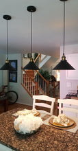 Load image into Gallery viewer, Battery Operated Pendant Light with Remote,Indoor Black No Wiring Ceiling Hanging Lamp,Vintage Wireless Pendant Lighting Chandelier Fixture for Farmhouse Dining Room Kitchen Island (Color : Black_3 P
