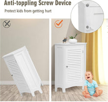 Load image into Gallery viewer, Corner Shutter Door Cabinet, Modern Bathroom Storage Oragnizer with Single Doors &amp; 2 Shelves, Free-Standing Corner Storage Cabinet for Bathroom, Kitchen, Living Room, Bedroom, White
