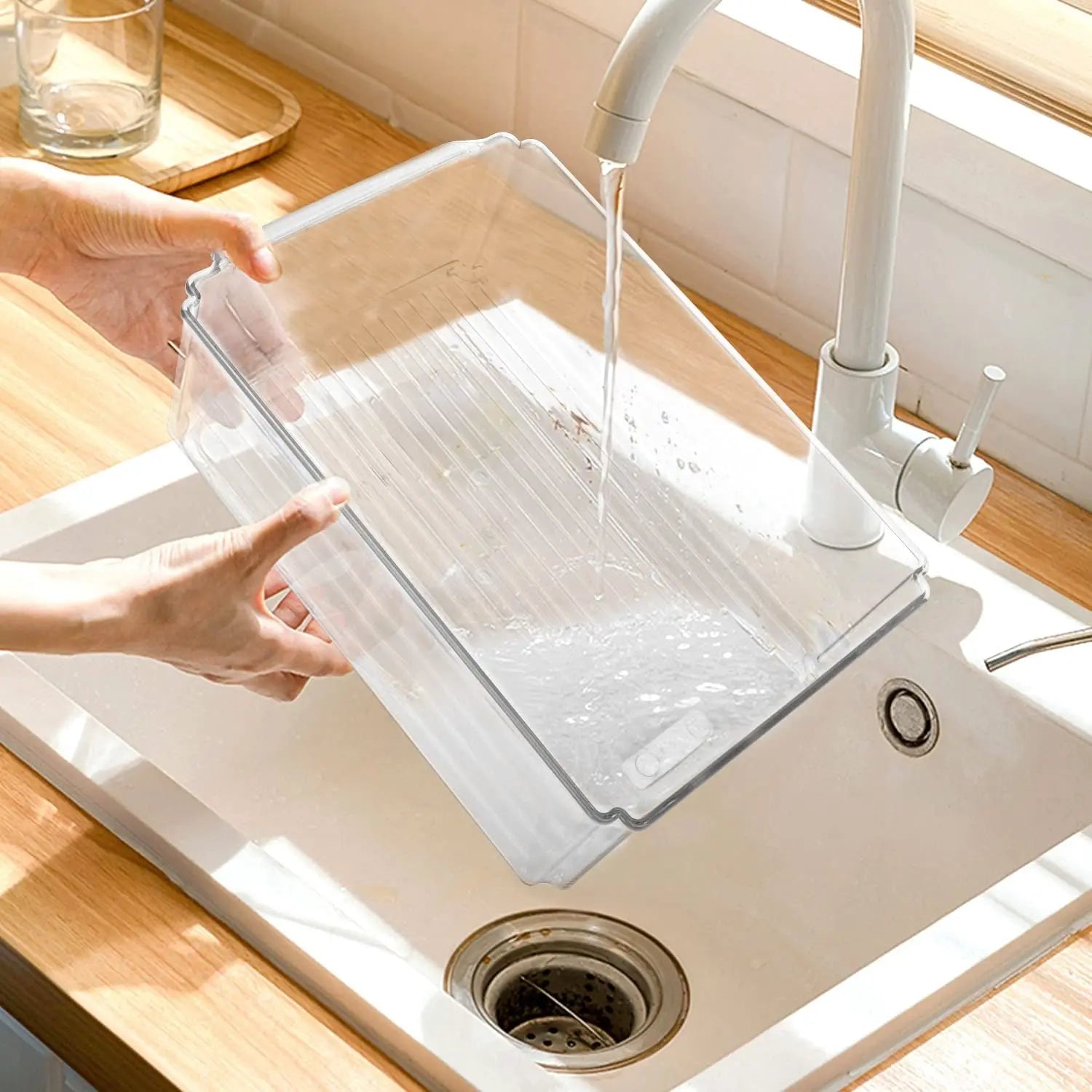 Fridge Food Storage Containers with Lid - 7Pc Stackable Produce Saver with Removable Drain Tray for Vegetable Fruit, Plastic Clear Refrigerator Organizer Bins for Kitchen Cabinet Pantry Organization