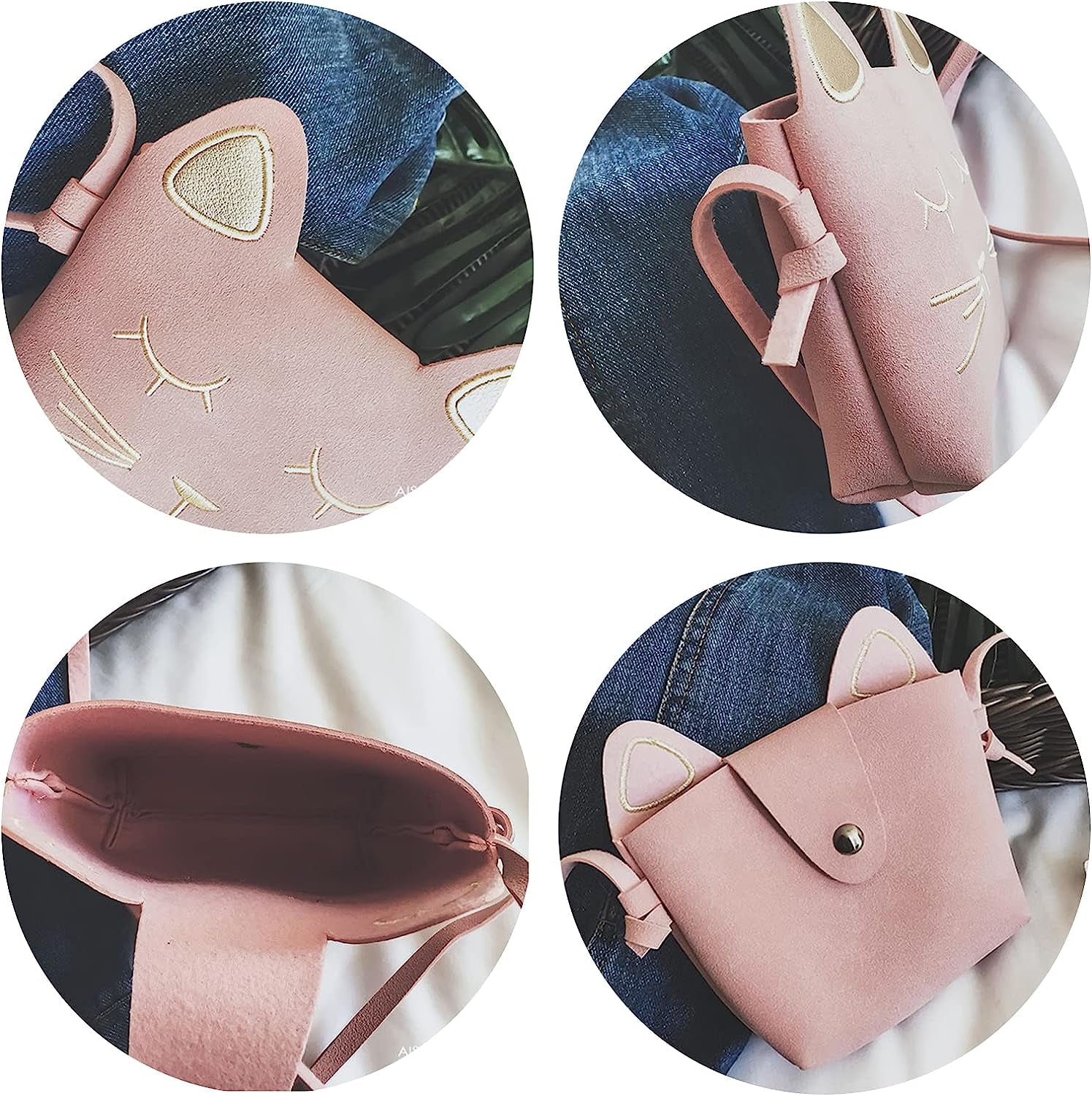 Little Girls' Shoulder Bag Handbag, Cute Cat Ear Crossbody Purse Body Bag for Kids Girls Toddlers (Pink)