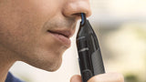 Series 3000 Ear, Eyebrow & Nose Trimmer with 2 Eyebrow Combs & Pouch, Showerproof and Fully Washable, Black & Grey, NT3650/16