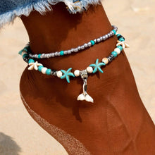 Load image into Gallery viewer, Blue Starfish Turtle Anklet Multilayer Charm Beads Sea Handmade Boho Anklet Foot Jewelry for Women Girl

