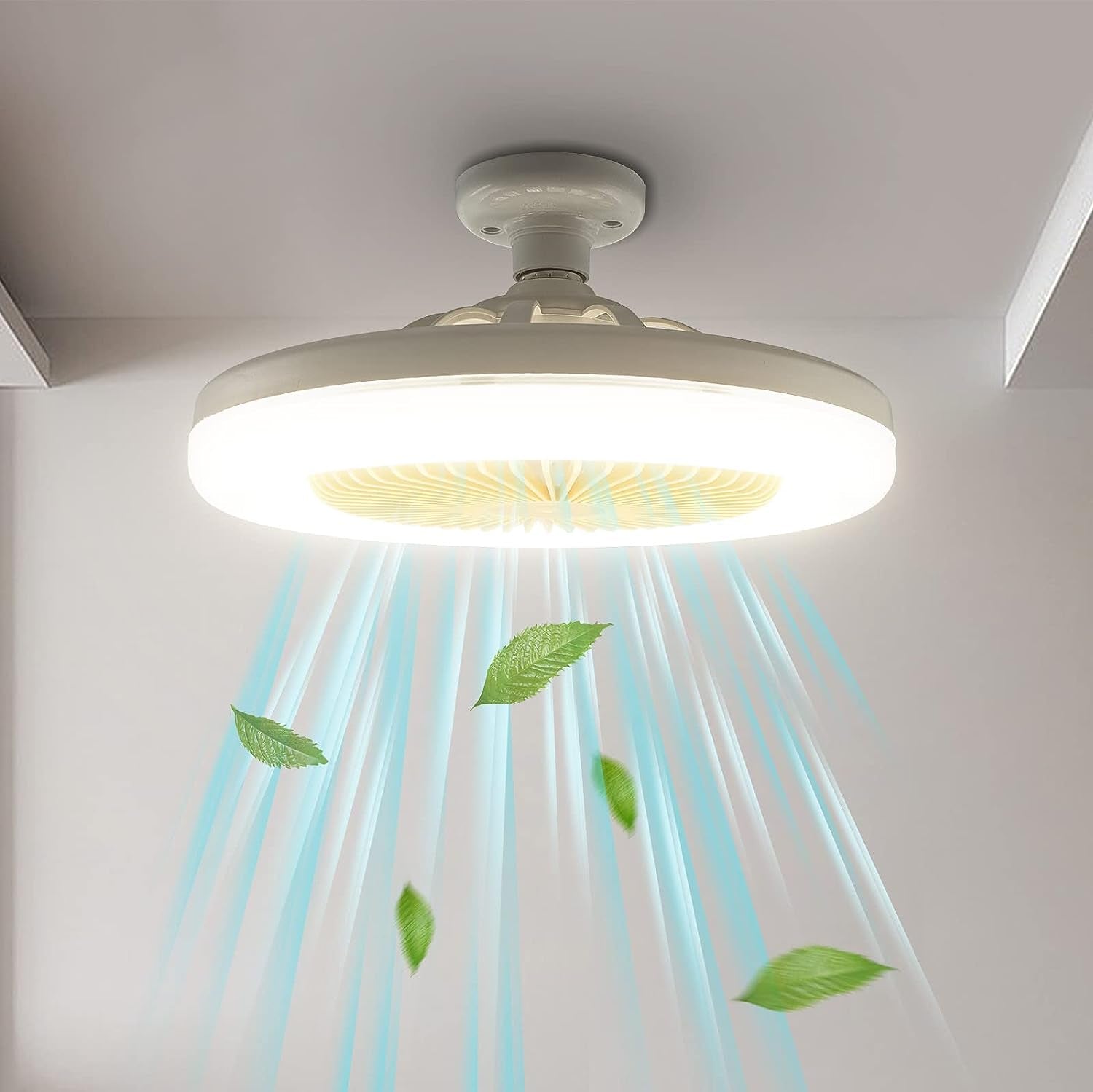 Socket Fan Light Ceiling Fan with Led Light Small Fan Lamp,High Brightness with Breeze,E27 Base,Switch Control,For Top of Desk Tent Garage Storage Room Dressing Room Other Small Rooms (Fan Light Only)