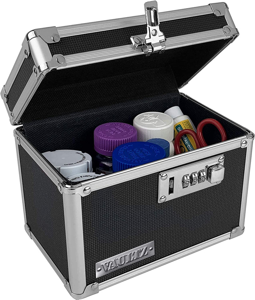 Medicine Lock Box W/Combination Lock - 5 X 7 X 5" Cabinet Safe, Black