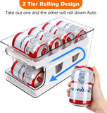 Soda Can Organizer Dispenser for Refrigerator, Clear Plastic Canned Food Pop Beverage Container Holder Storage Bin with Lid for Freezer Rack Pantry Cabinet Cupboard Kitchen-Standard
