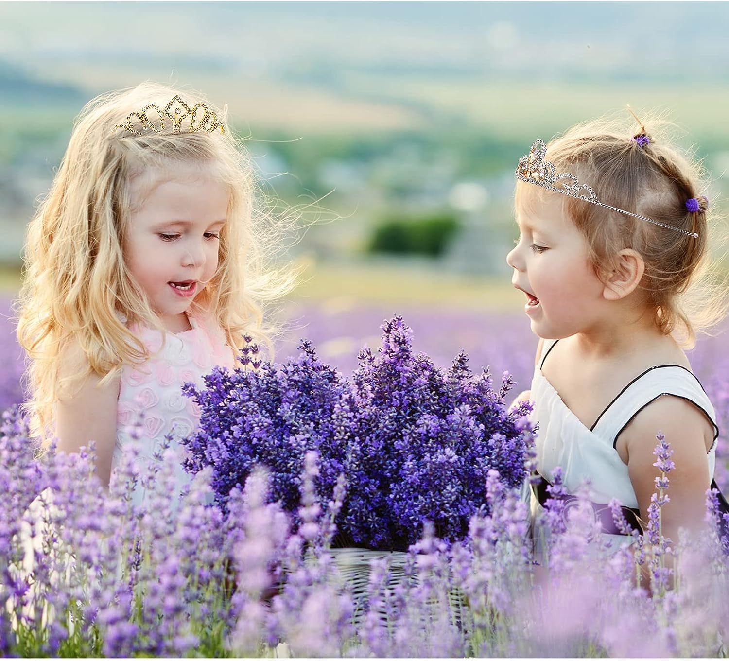 6 Pieces Girls Crown Tiara Rhinestone Crown Colorful Crystal Tiara Rhinestone Princess Crystal Headband Crown Headband for Little Girls Wedding Princess Birthday Crown Party