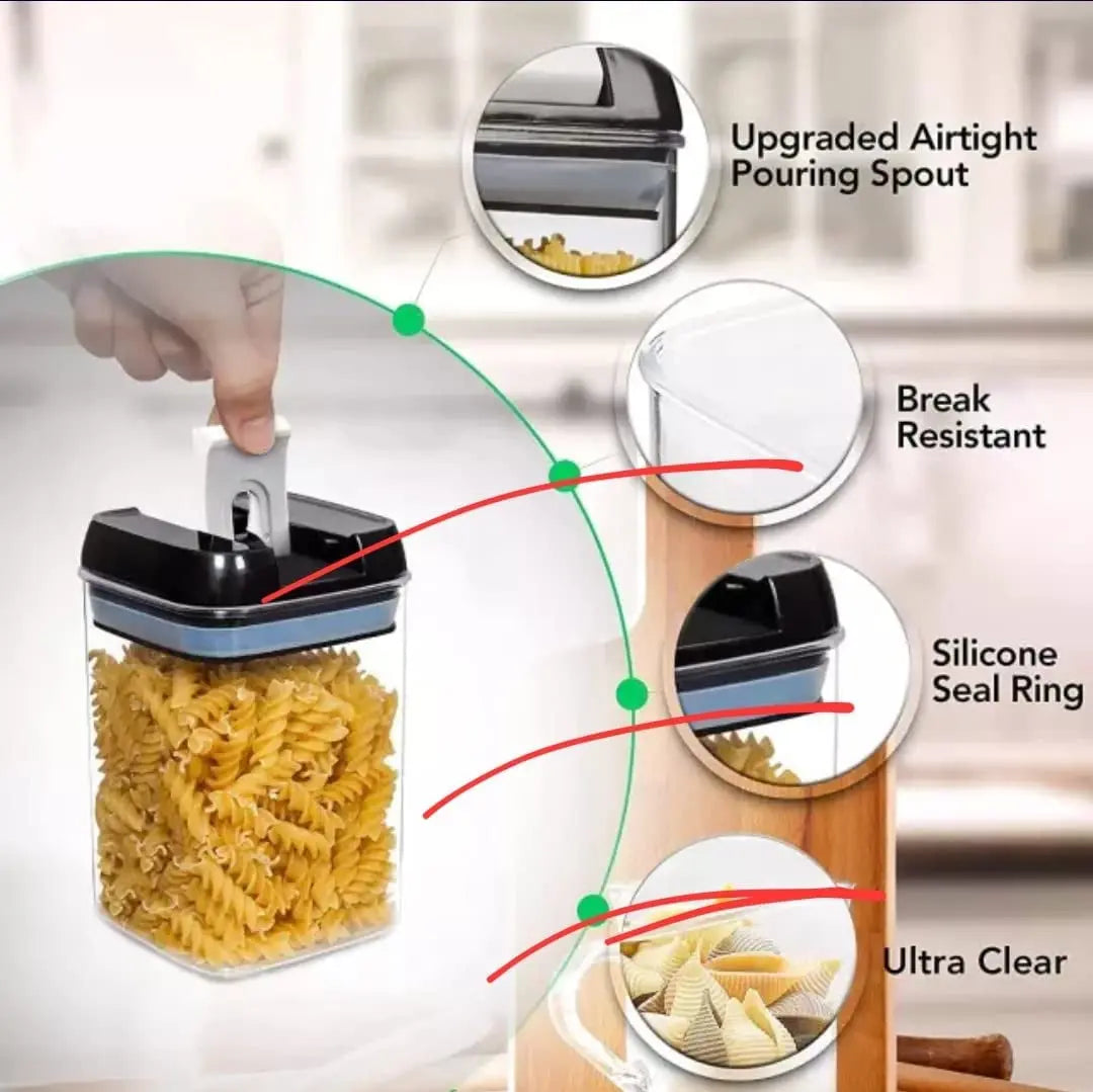 Airtight Food Storage Container 12 Sets with Easy Open & Lock, Air-Tight Dry Fresh Storage Set Bpa-Free Clear Durable Plastic Ideal for Flour, Sugar, Snacks Pantry & Kitchen & Much More –And Free Labels & Marker. (12 Sets Clear Airtight Container)