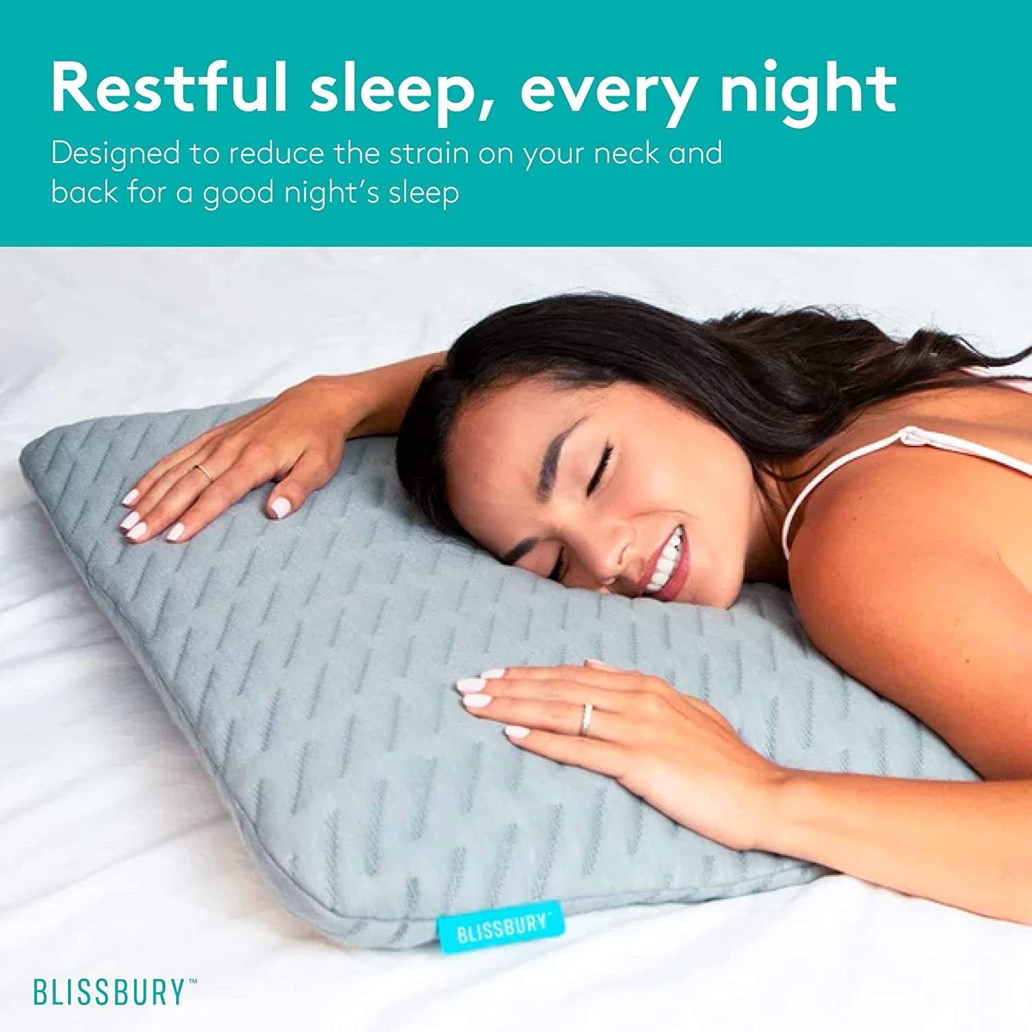 6.5Cm Thin Stomach Sleeping Memory Foam Pillow. Slim, Flat, Cooling Sleep for Belly or Back with Soft Bamboo Washable Cover, Neck and Head Support for Men and Women Bedding Accessories