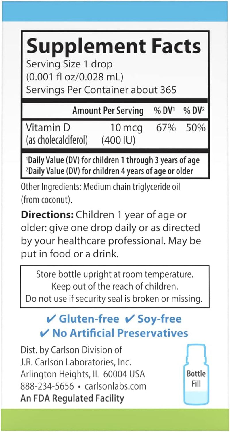- Kid'S Super Daily D3, Kids Vitamin D Drops, 600 IU (50 Mcg) per Drop, Heart & Immune Health, Vegetarian, Liquid Vitamin D Drops, Unflavored, 365 Drops