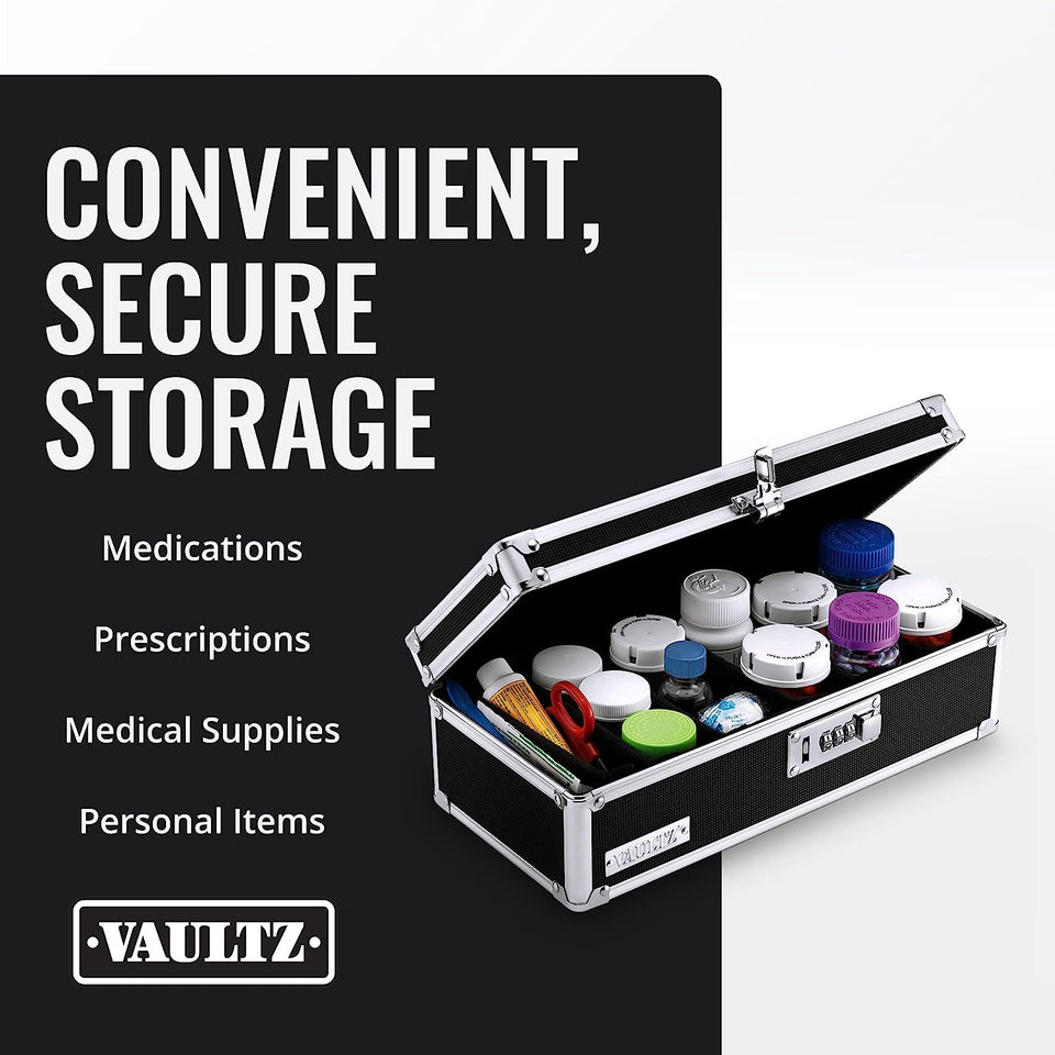 Locking Medicine Storage Box, 3.75 X 11.88 X 5.25 Inches, Black (VZ03480)