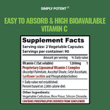 Liposomal Vitamin C 1200Mg, 180 Vit C Capsules, Stronger Supplement than Liposomal Vitamin C 1000Mg or Vitamin C 500Mg, High Dose Ascorbic Acid Vitamin C Antioxidant for Collagen Immune Support Heart