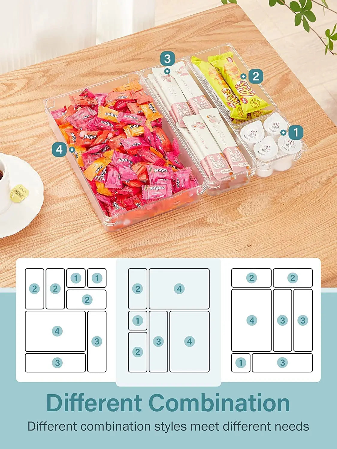[28 PCS]  Clear Drawer Organiser with Antislip Pads for Desk - Nonslip Bathroom Makeup for Vanity Desk, Office, Home Storage & Organisation