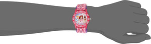 Dsiney Princess Kids' Plastic Time Teacher Analog Quartz Nylon Strap Watch, Pink