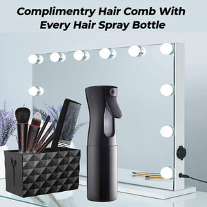 Premium Mist Spray Bottle - 6.8Oz/200Ml, Continuous Mister Water Spray Bottle for Long Straight & Curly Hair Styling, Plants, Ironing, Cleaning, Salon & Skin Care… (Black)