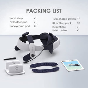 M2 plus Head Strap Twin Battery Combo,Compatible with Quest 2,Recirculating Power Supply System,Dual Battery Pack + Magnetic Charging Dock