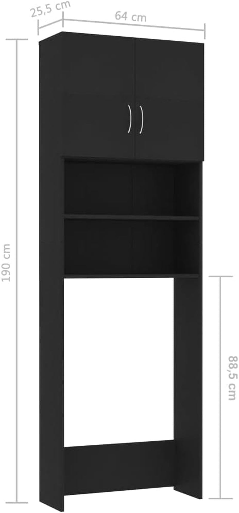 Washing Machine Cabinet Indoor Compartment Bathroom Shelf Storage Rack Utility Space Saving Home Organiser Black Engineered Wood
