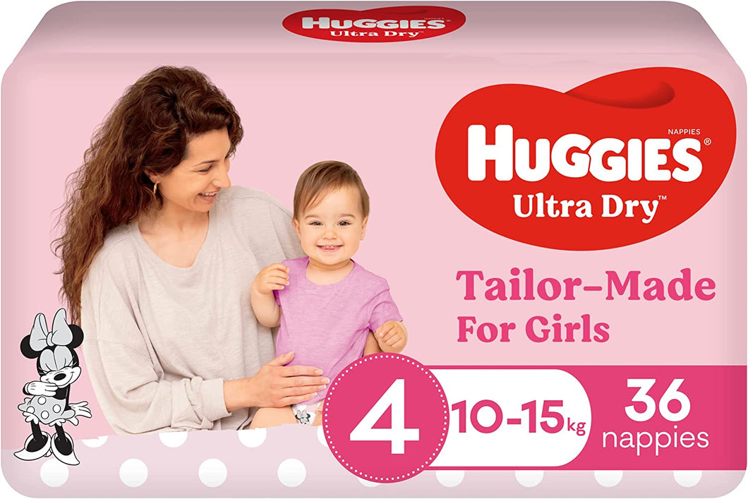Ultra Dry Nappies Girls Size 4 (10-15Kg) 36 Count