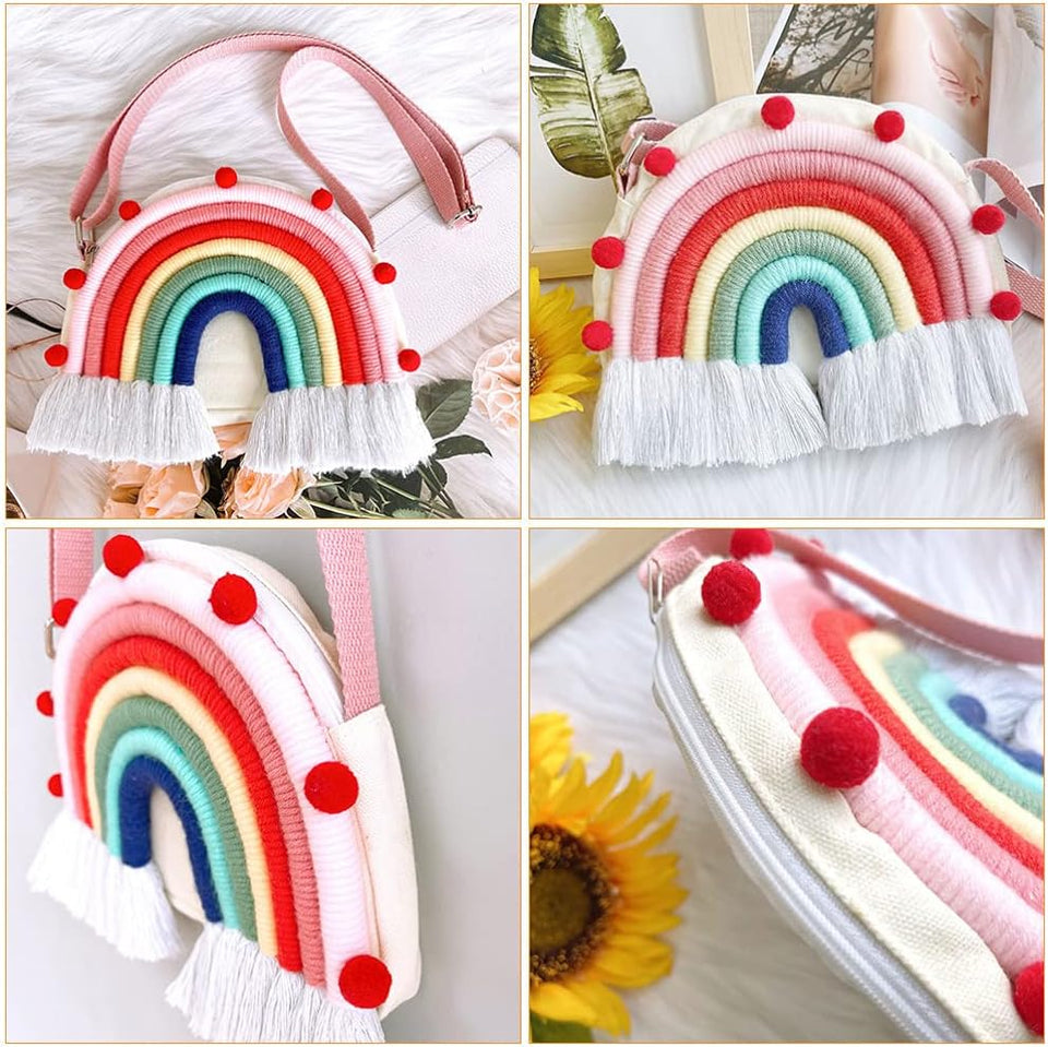 Zipper Wallet Kids Toddler Purse Rainbow Handbag Creative Crossbody Bag Hanging Decor Kids Purse