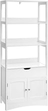 Load image into Gallery viewer, Bathroom Storage Cabinet, Tall Cabinet, Free Standing Bookshelf, with 3 Open Shelves, 1 Drawer and 1 Cupboard, 60 X 32.5 X 154 Cm, for Entryway, Kitchen, Study Room, White BBC67WT
