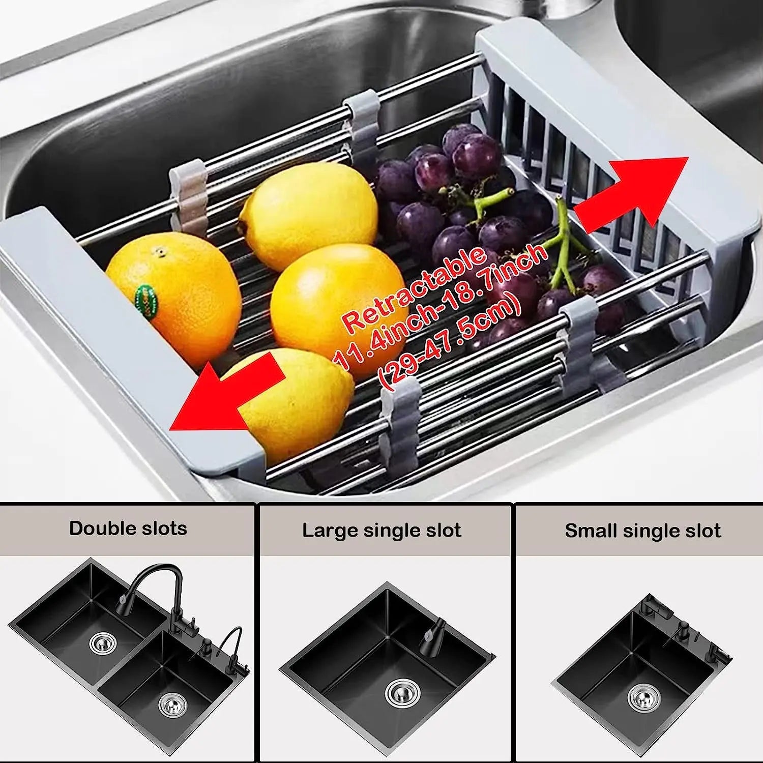 Expandable Dish Drying Rack over Sink, Stainless Steel Kitchen Sink Organiser, Dish Racks & Holders for Kitchen Storage & Organisation, Houseware Accessories for Home Storage & Organisation