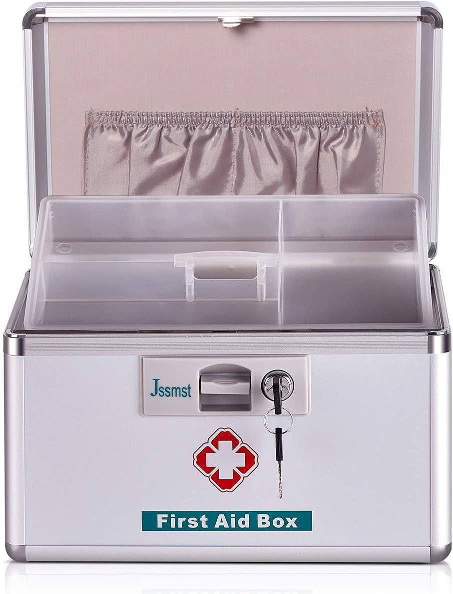 Locking Medicine Box - New Version Medical Box with Drugs Storage for Home Use, 11.4 X 8.1 X7.4 Inches, New(Mc14020)