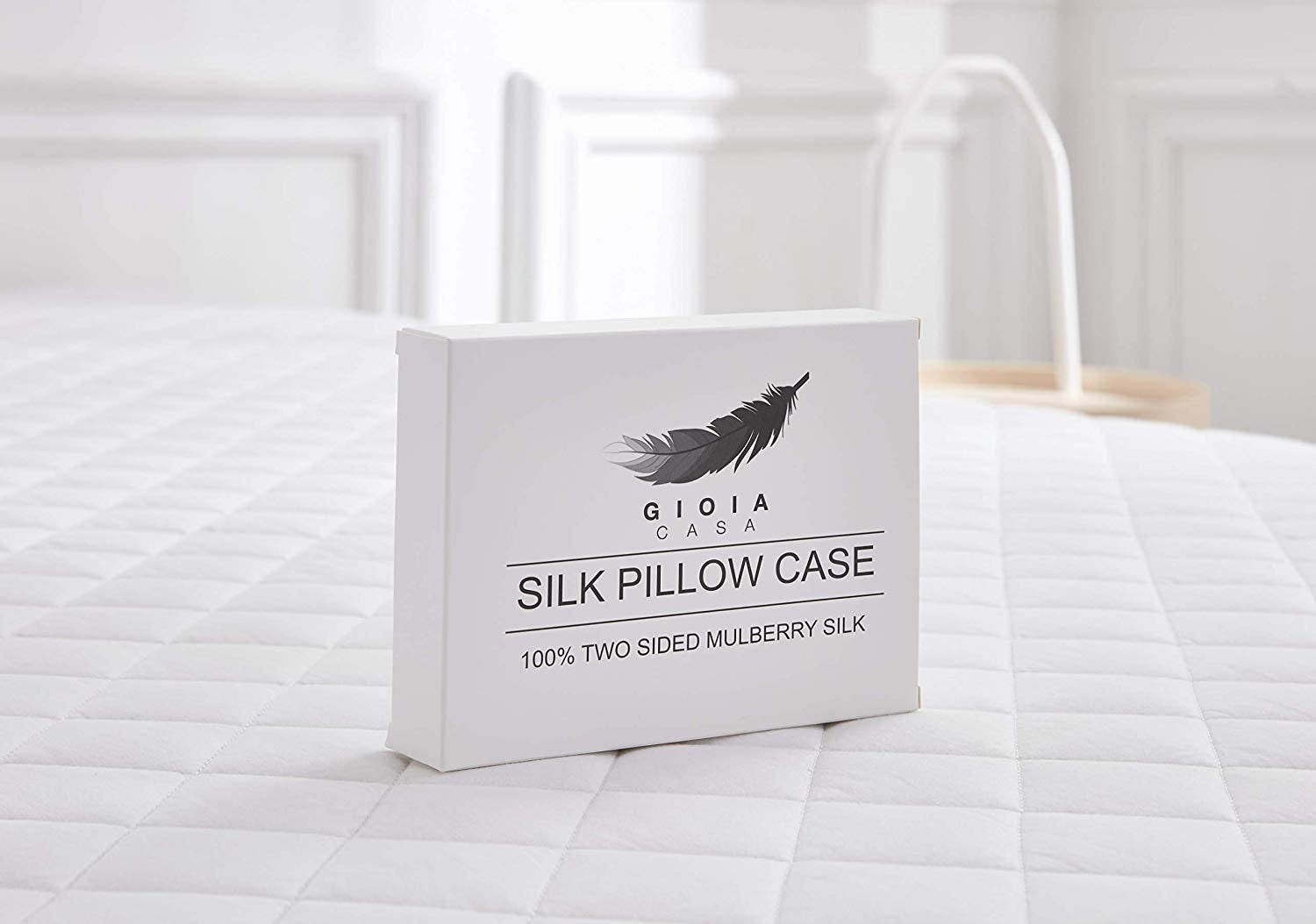 Luxury Pillowcase - 100% Pure Mulberry Silk on Both Sides - Soft anti Wrinkle, Hypoallergenic, Washable Bed Pillowcases - Premium Pillow Cover That Protects Your Hair and Skin - White