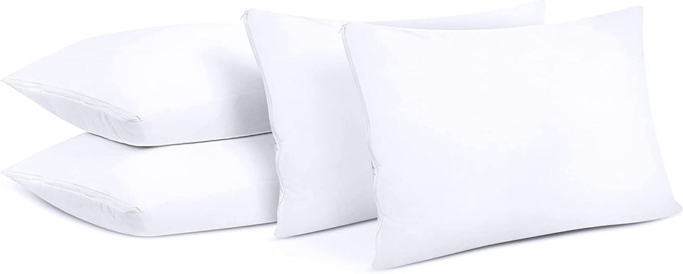Waterproof Pillow Protector Zippered (4 Pack) King – Bed Bug Proof Pillow Encasement 20 X 38 Inches