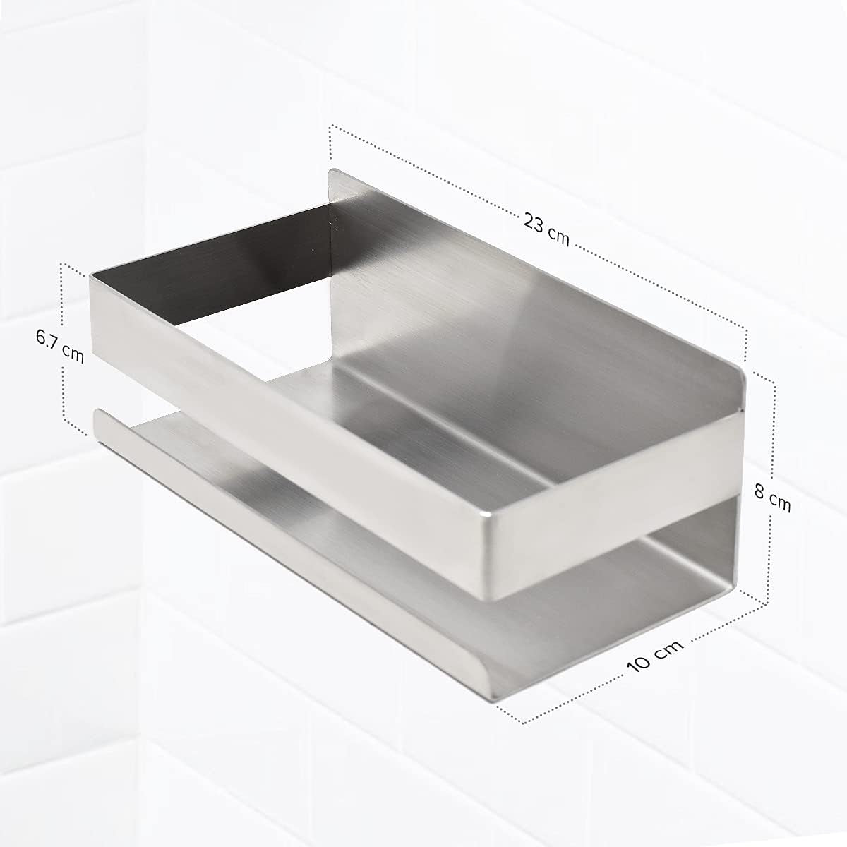 Joejis Shower Shelf Caddy Basket - Strong 3M Self Adhesive No Drill Wall Mounted Shelf - Stainless Steel - Shampoo Shower Gel Storage Organiser