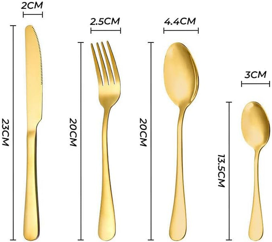 Gold Cutlery Set, Stainless Steel Silverware Set,24 Pieces Dinner Forks and Spoons, Flatware Cutlery Set for Ceremony, Home Party, Kitchen, Wedding, Restaurant, Party, Event, Banquet, Birthday Dinner Party, (24)