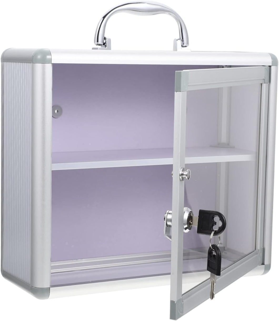 Medication Storage Case 1 Set Multi-Layer Medicine Box with Lock Office Accessories Car Lock Box Emergency Storage Box Locking Storage Box Wall-Mounted Locking Box Handle