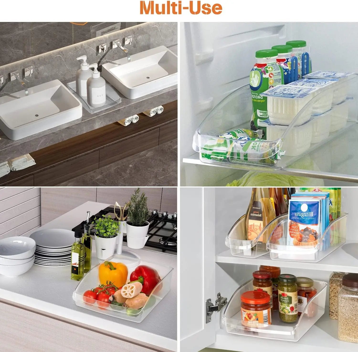 Refrigerator Organizer Bins, Set of 9 Clear Plastic Fridge Storage Containers for Freezer Kitchen Countertops Pantry Organization, BPA Free