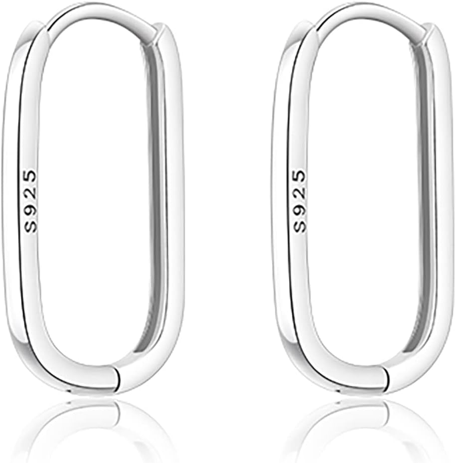 925 Sterling Silver U Hoop Earrings for Women Teen Girls Minimalist Square Hoop Earrings U Huggie Earrings