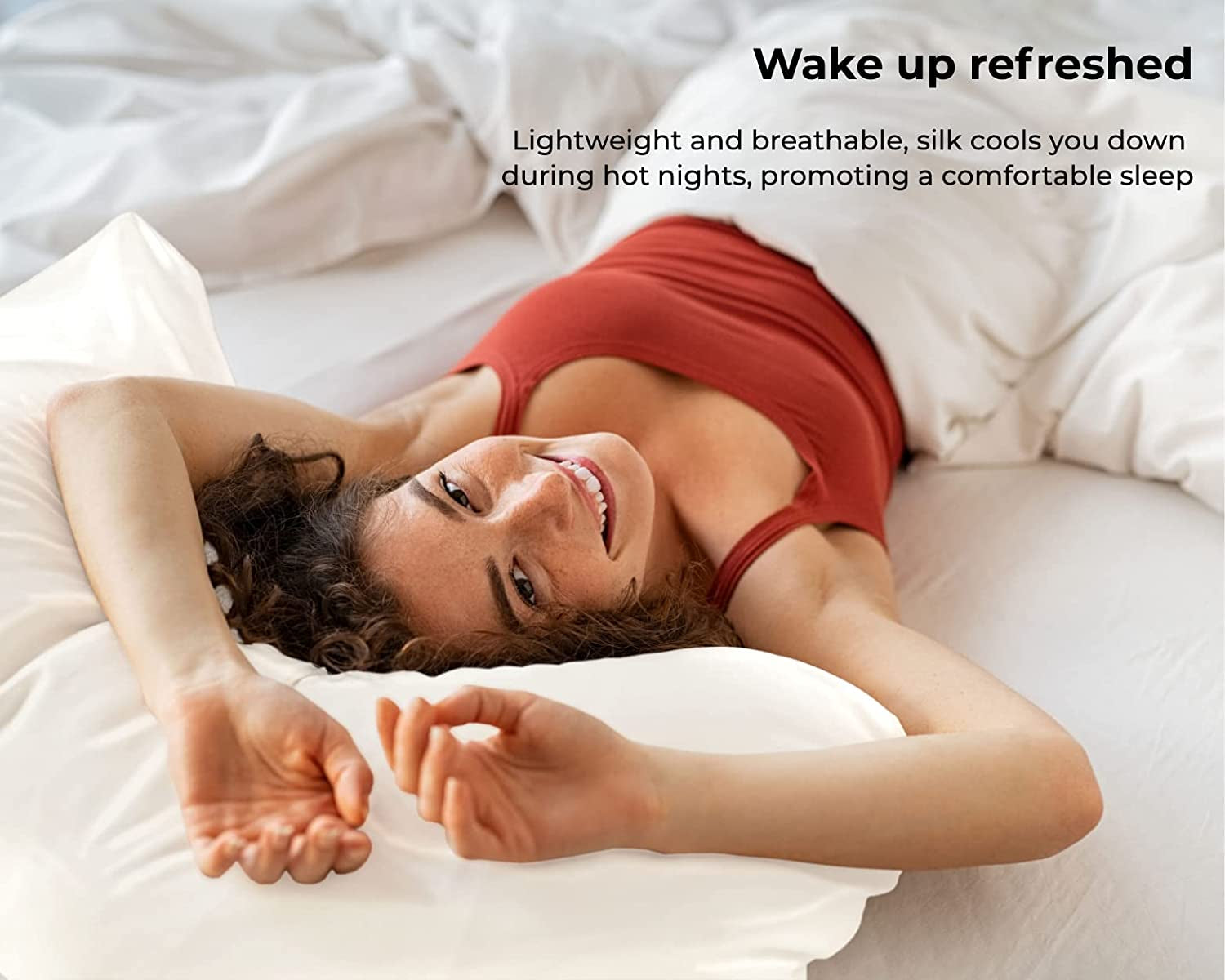 100% Mulberry Silk Pillowcase for Hair & Skin - Luxury Hypoallergenic Both Side Silk (Queen Size, 50X75Cm) (Ivory White)