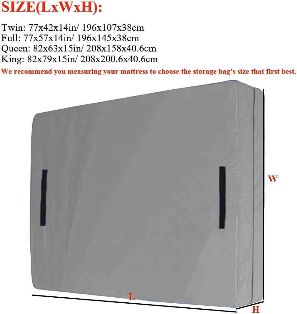 Mattress Bag Cover for Moving and Storage, Reusable Heavy Duty Tarp Waterproof Bed Mattress Moving Storage Bags Covers for Storage King Queen Full Twin Size Mattress Protector