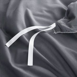 - Grey Quilt Cover Set, 1000TC Ultra Soft Microfiber Doona Cover Bedding Set in Solid Plain Color Gray (3Pcs, Queen Size)