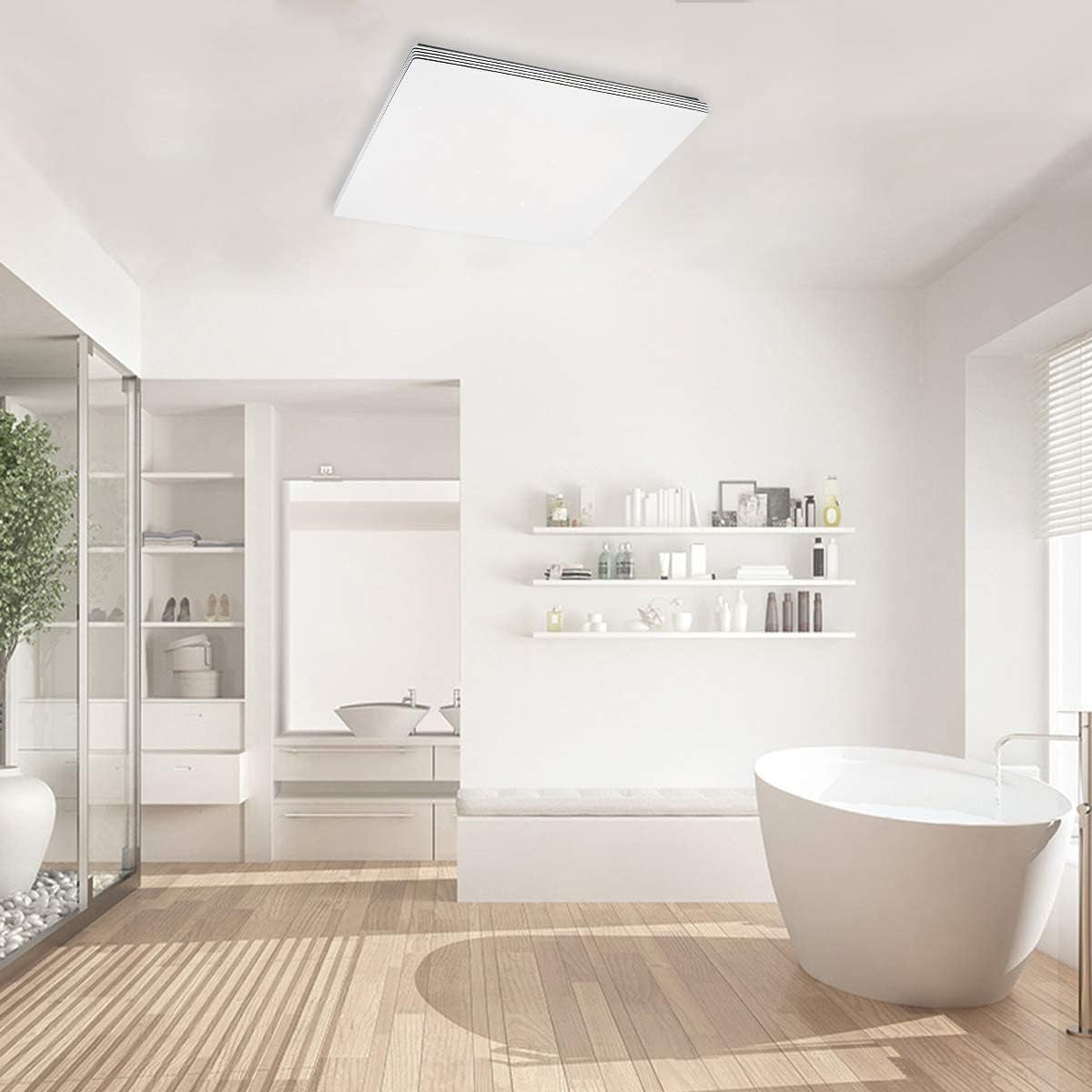 Flush Mount LED Ceiling Light Fixture with Remote,13.4 Inch 30W Square Dimmable Surface Mount Ceiling Lamp for Kitchen Bedroom Utility Laundry Closet Room, 3000K-6500K