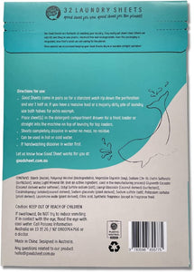 Eco Laundry Detergent Sheets, Fragrance Free, Great for Travel, No Plastic, Totally Plant-Based, 32 Washes, Fully Degradable Laundry Sheet Strips for Washing Clothes