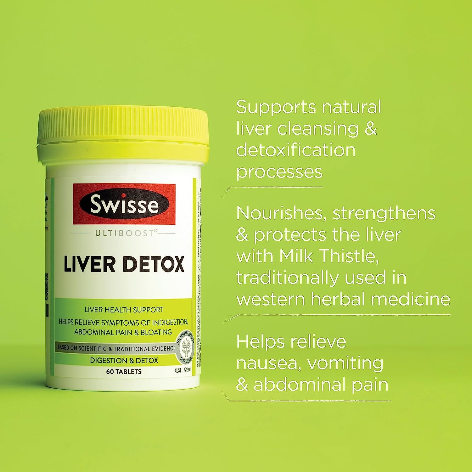 Ultiboost Liver Detox | Helps Relieve Symptoms of Indigestion & Bloating | 120 Tablets